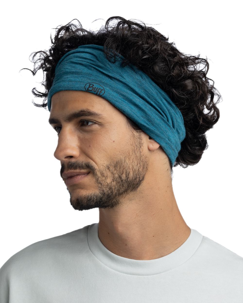 Teal Coloured Buff Merino Lightweight Neck Warmer on white background #colour_teal