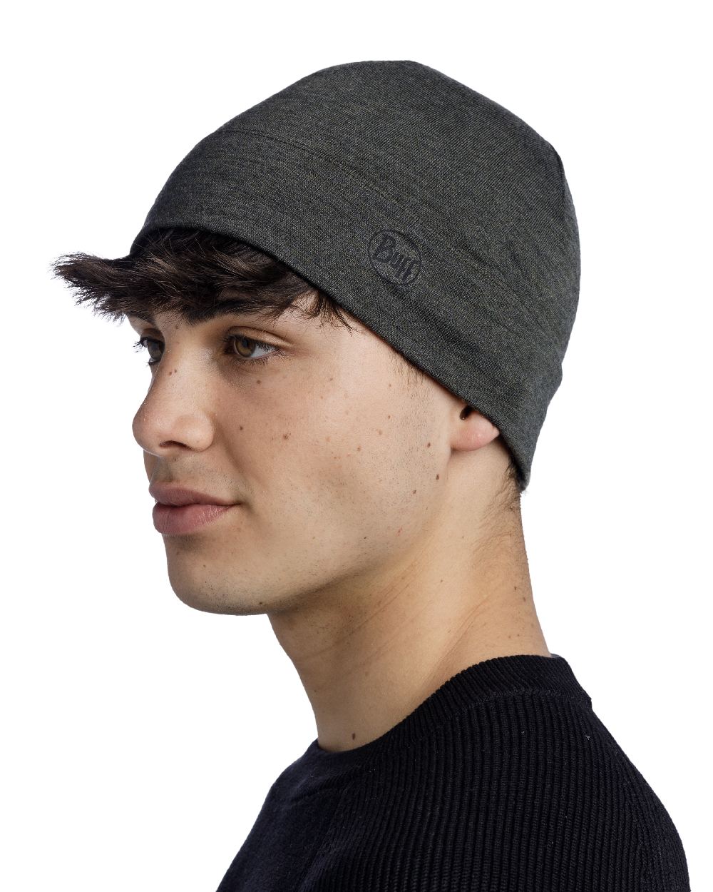 Bark Coloured Buff Merino Midweight Beanie on white background #colour_bark