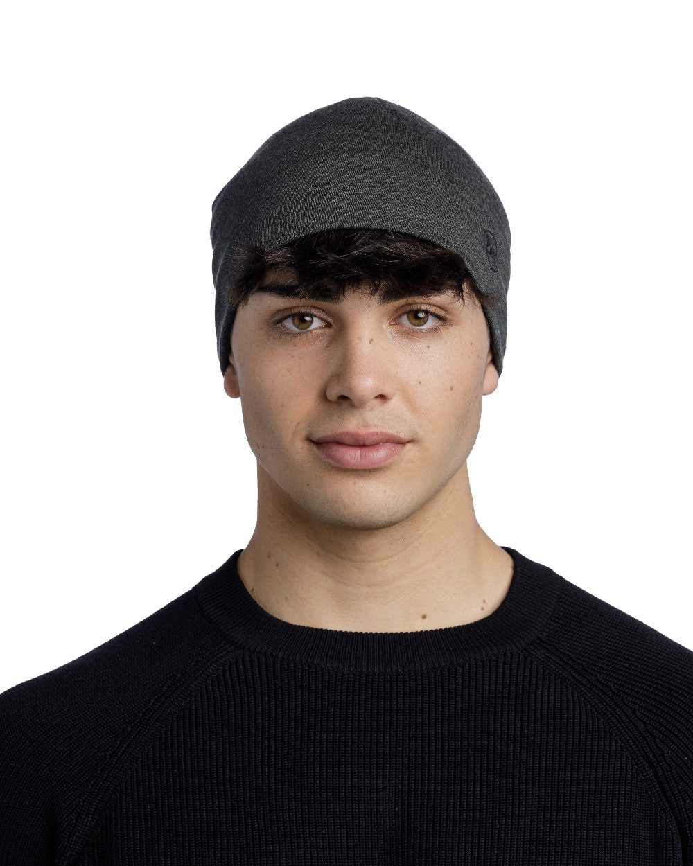 Bark Coloured Buff Merino Midweight Beanie on white background #colour_bark
