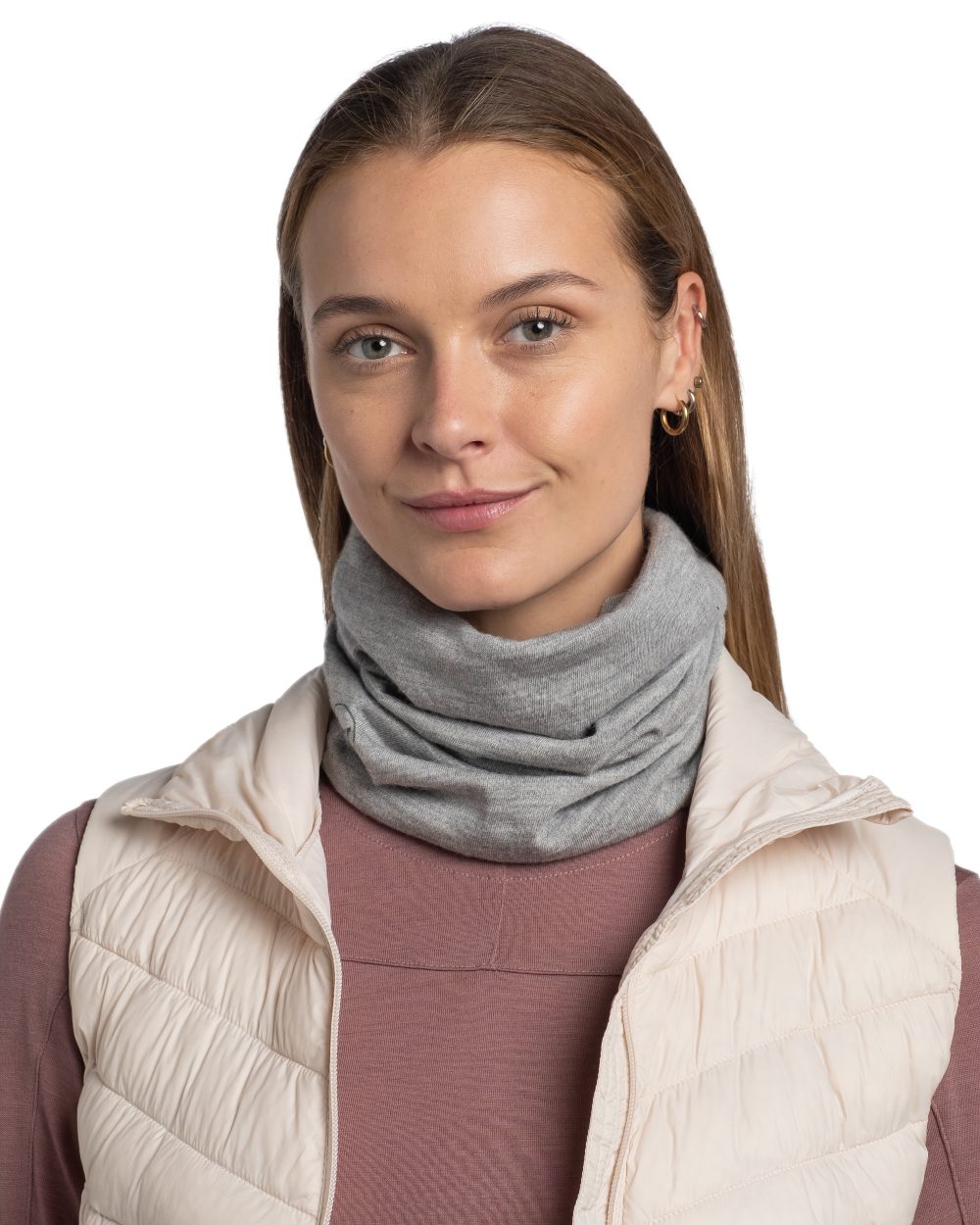 Cloud Coloured Buff Merino Midweight Neckwear on white background #colour_cloud