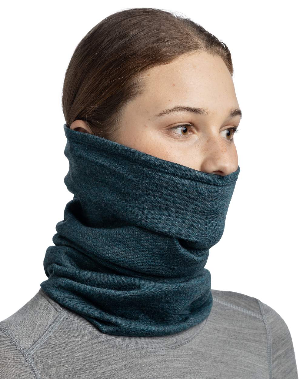 Tourmaline Coloured Buff Merino Midweight Neckwear on white background #colour_tourmaline