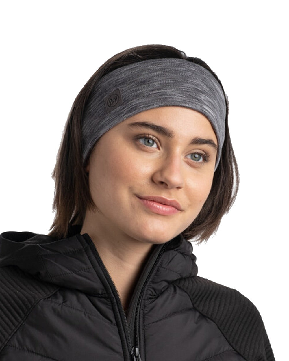 Fog Grey Coloured Buff Merino Wide Headband on white background #colour_fog-grey