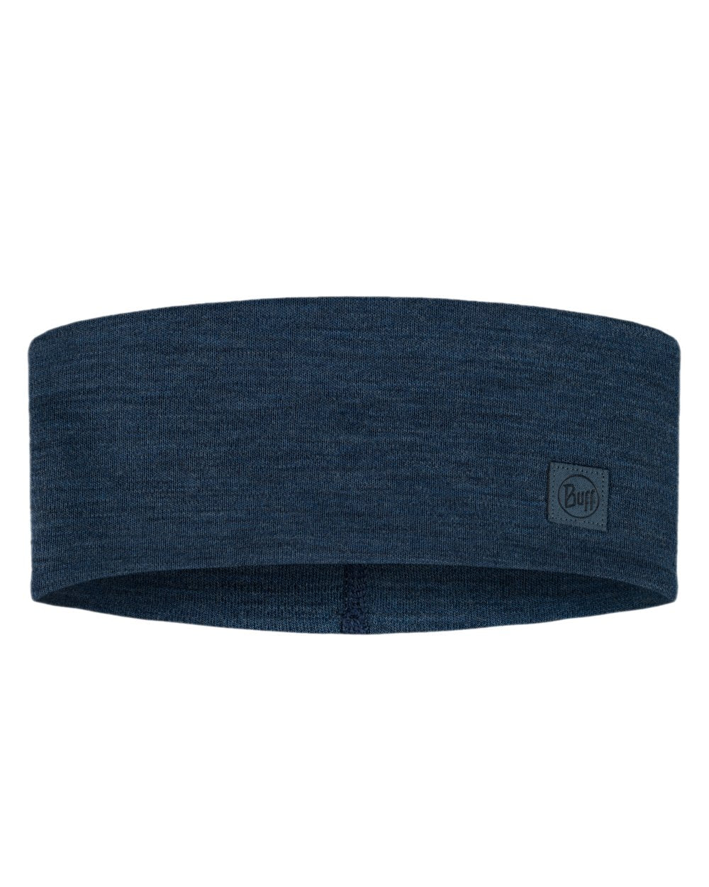 Night Blue Coloured Buff Merino Wide Headband on white background #colour_night-blue