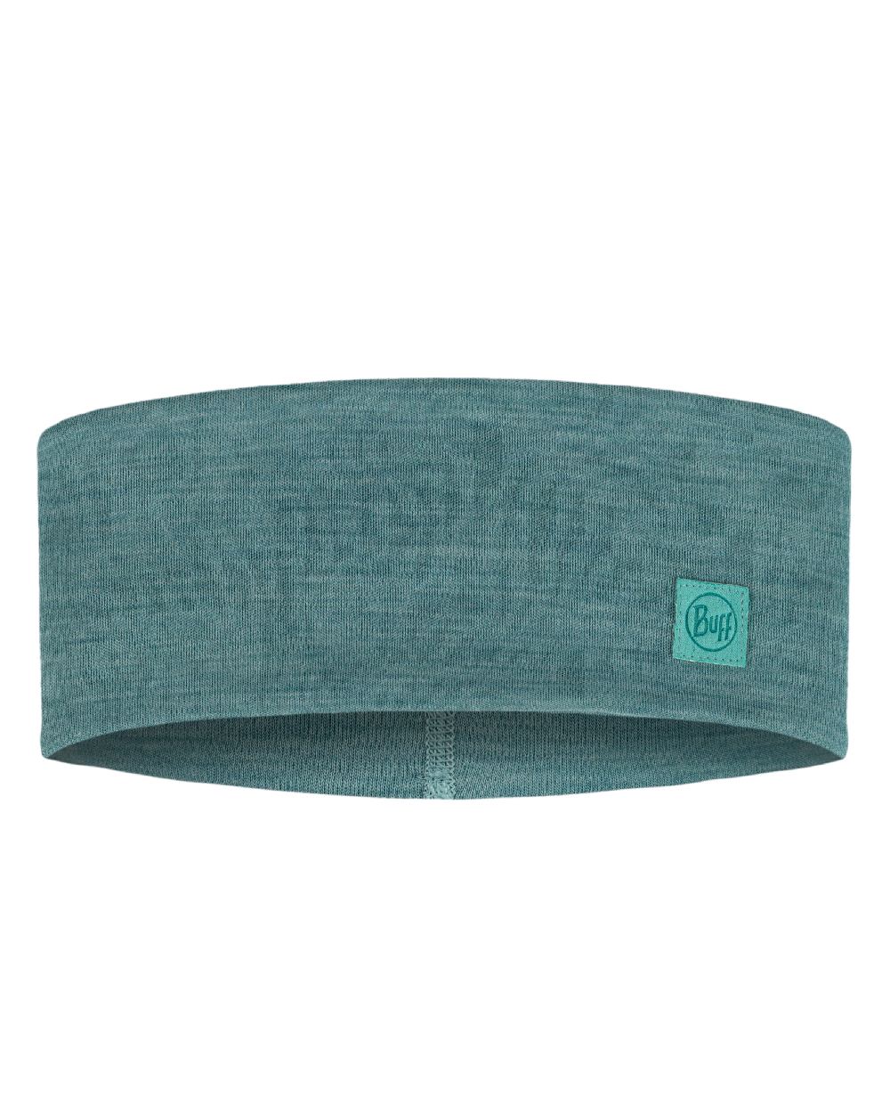 Pool Coloured Buff Merino Wide Headband on white background #colour_pool