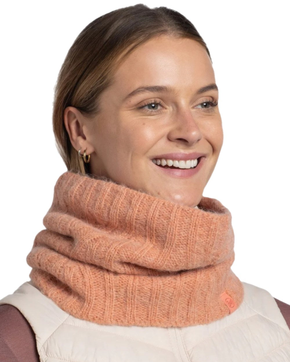 Crimson Red coloured Buff Nerla Knitted Neck Warmer on white background #colour_crimson-red