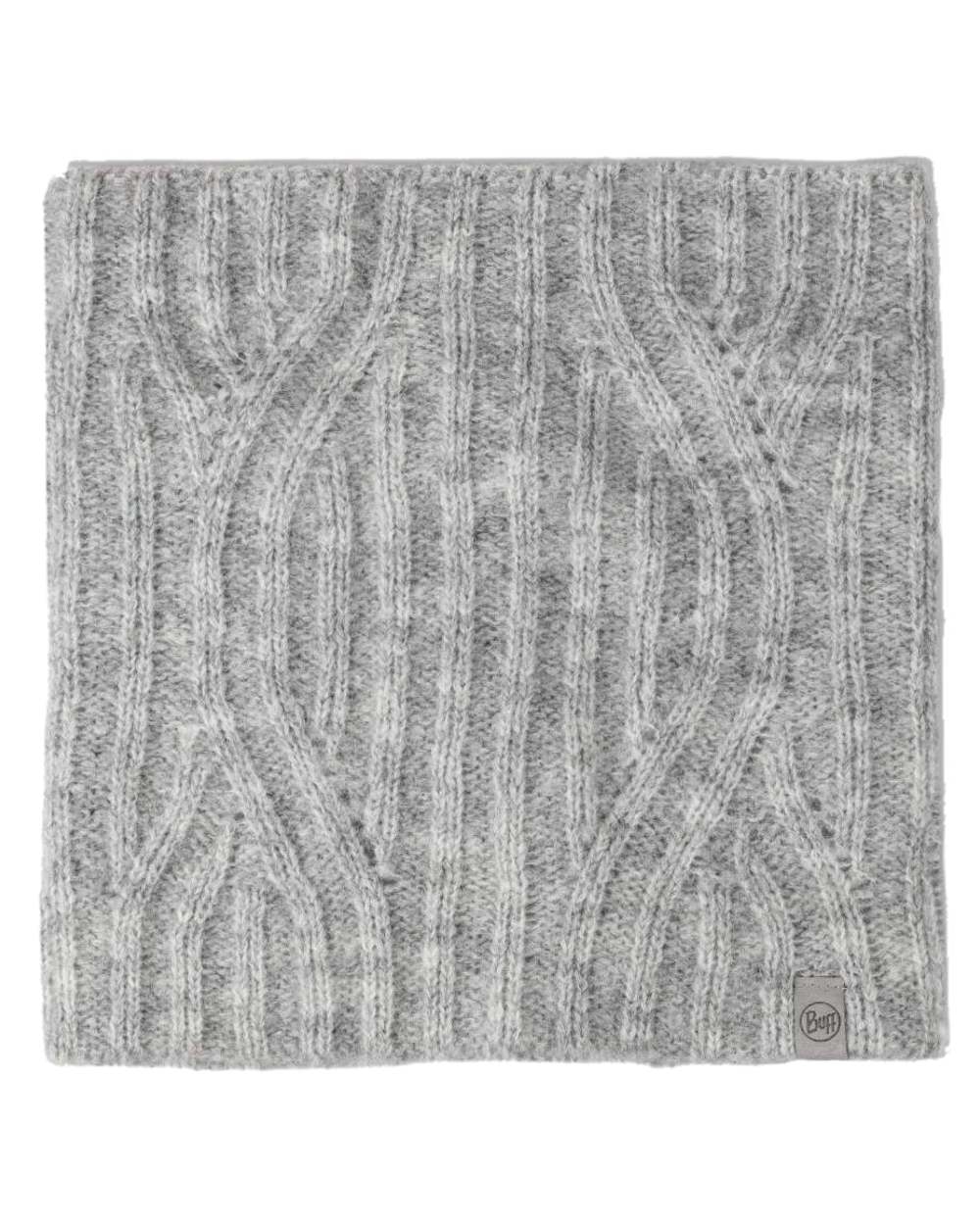 Grey coloured Buff Nerla Knitted Neck Warmer on white background #colour_grey