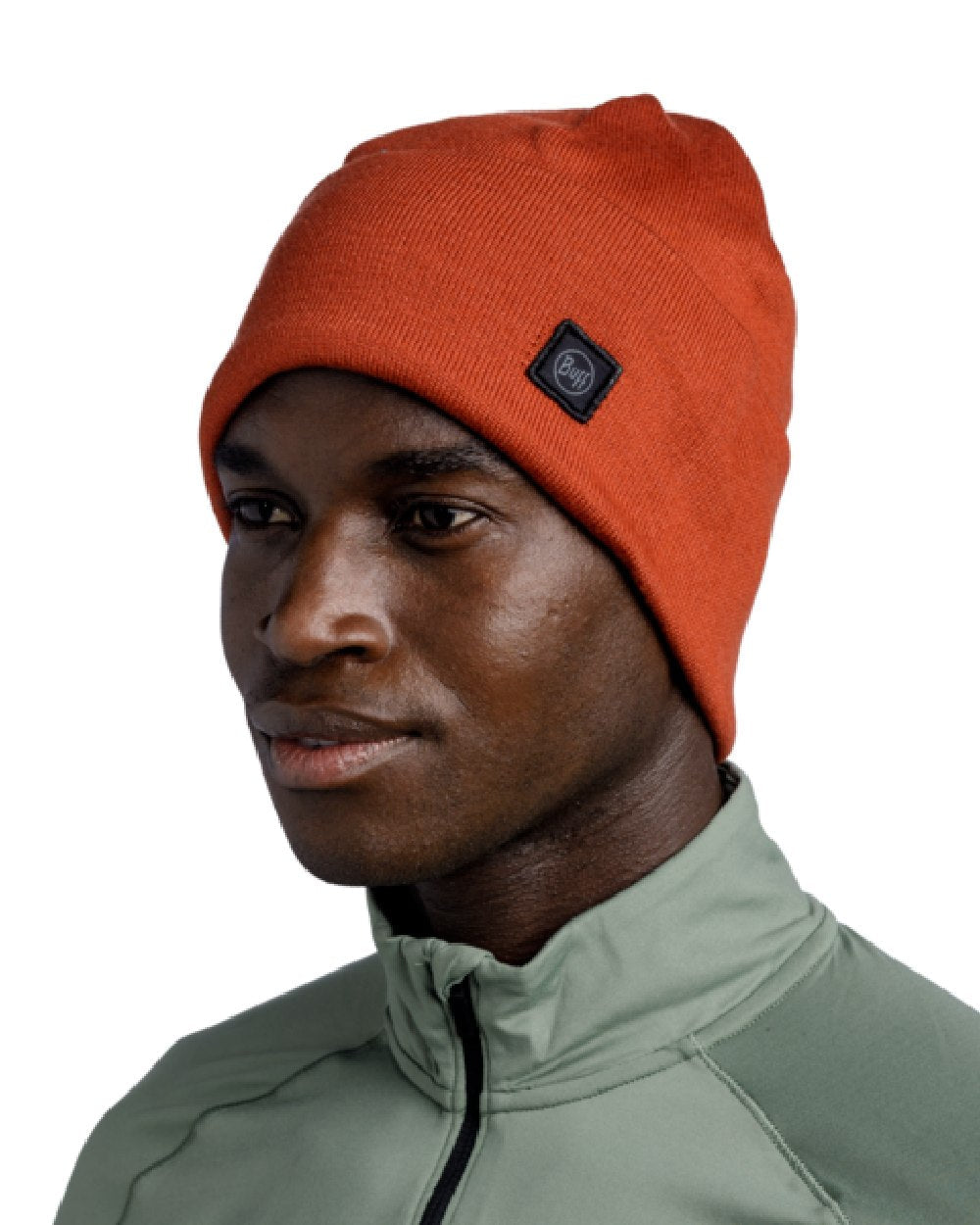 Cinnamon Coloured Buff Niels Knitted Beanie on white background #colour_cinnamon