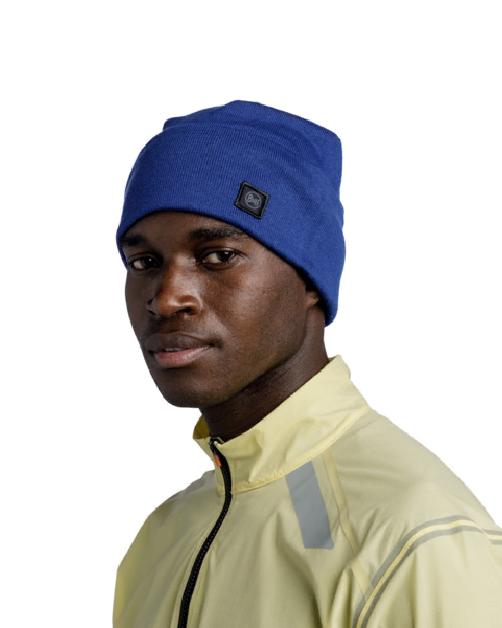 Cobalt Coloured Buff Niels Knitted Beanie on white background #colour_cobalt
