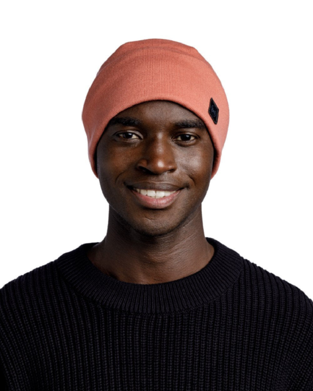 Crimson Coloured Buff Niels Knitted Beanie on white background #colour_crimson