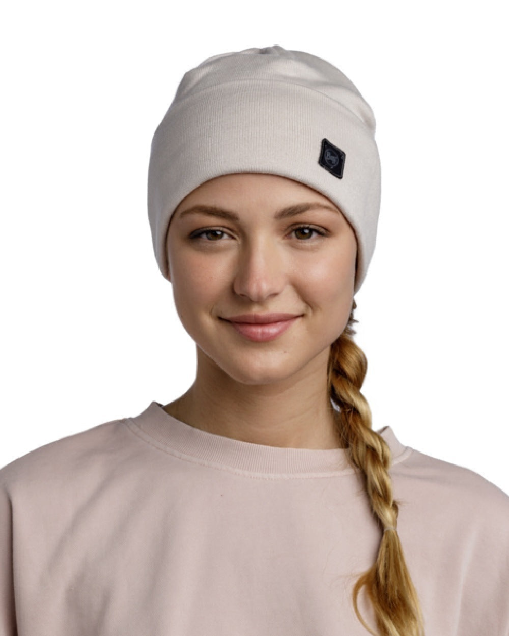 Ice Coloured Buff Niels Knitted Beanie on white background #colour_ice