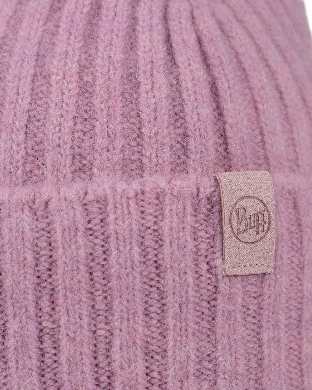 Camellia Coloured Buff Nilah Knitted Beanie on white background #colour_camellia