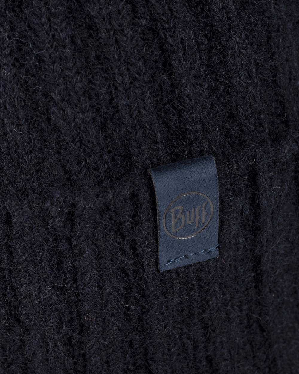 Night Blue Coloured Buff Nilah Knitted Beanie on white background #colour_night-blue