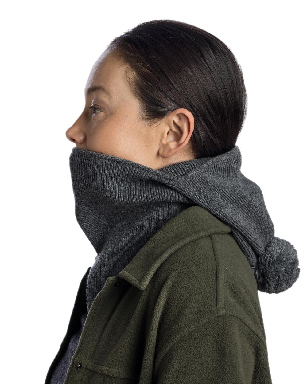 Grey Melange Coloured Buff Nilan Knitted Balaclava on white background #colour_grey-melange