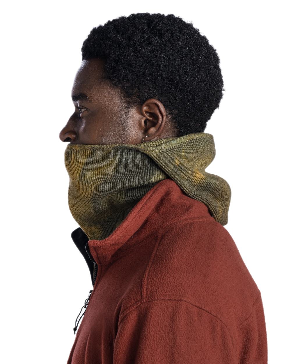Khaki Coloured Buff Nilan Knitted Balaclava on white background #colour_khaki