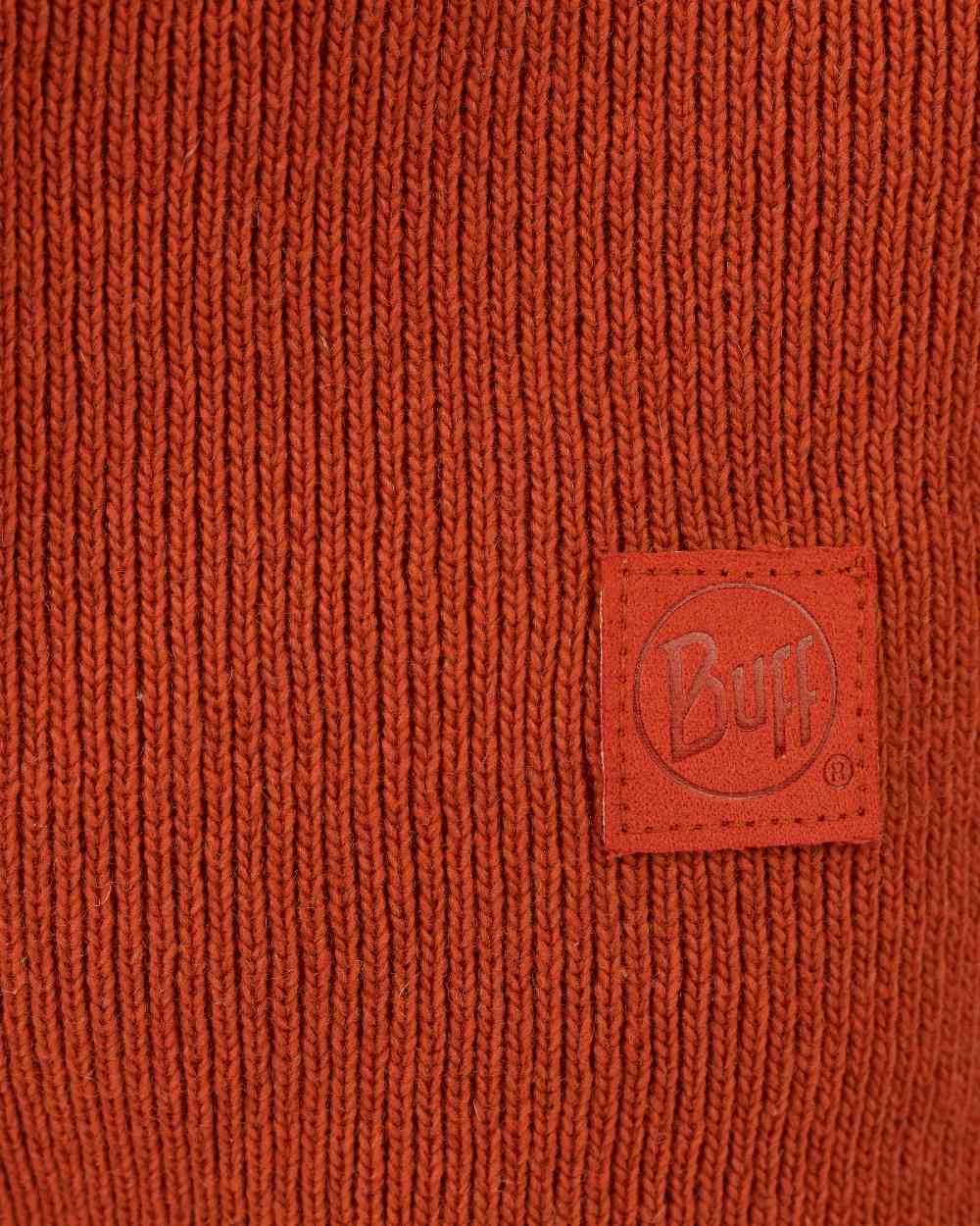 Orange Red Coloured Buff Nilan Knitted Balaclava on white background #colour_orange-red