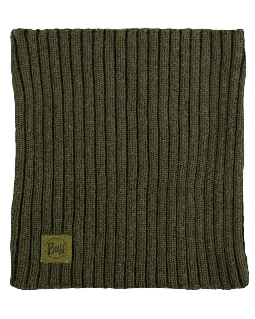 Forest coloured Buff Norval Merino Wool Knitted Neck Warmer on white background #colour_forest
