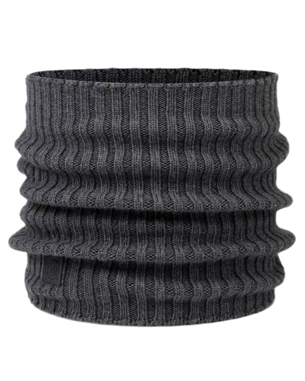 Heather Grey Coloured Buff Norval Merino Wool Knitted Neck Warmer on white background #colour_heather-grey
