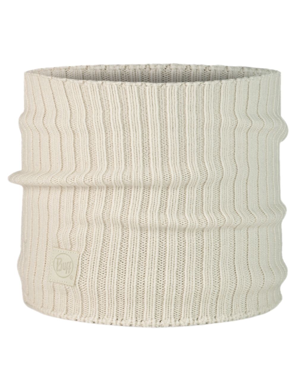 Ice Coloured Buff Norval Merino Wool Knitted Neck Warmer on white background #colour_ice