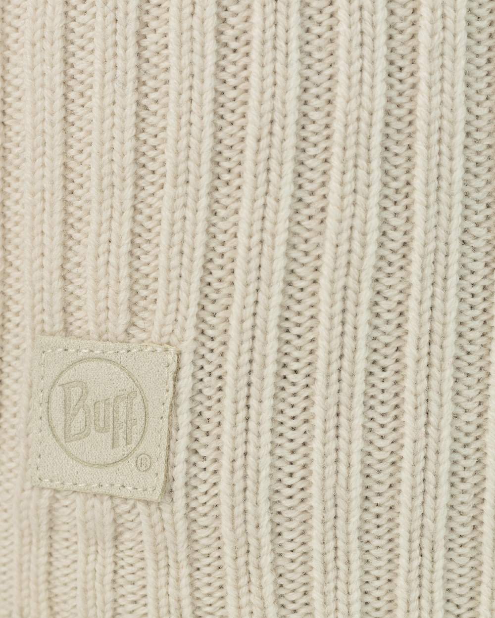 Ice Coloured Buff Norval Merino Wool Knitted Neck Warmer on white background #colour_ice