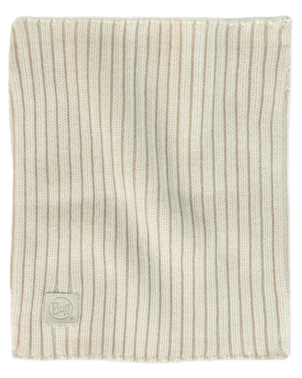 Ice Coloured Buff Norval Merino Wool Knitted Neck Warmer on white background #colour_ice