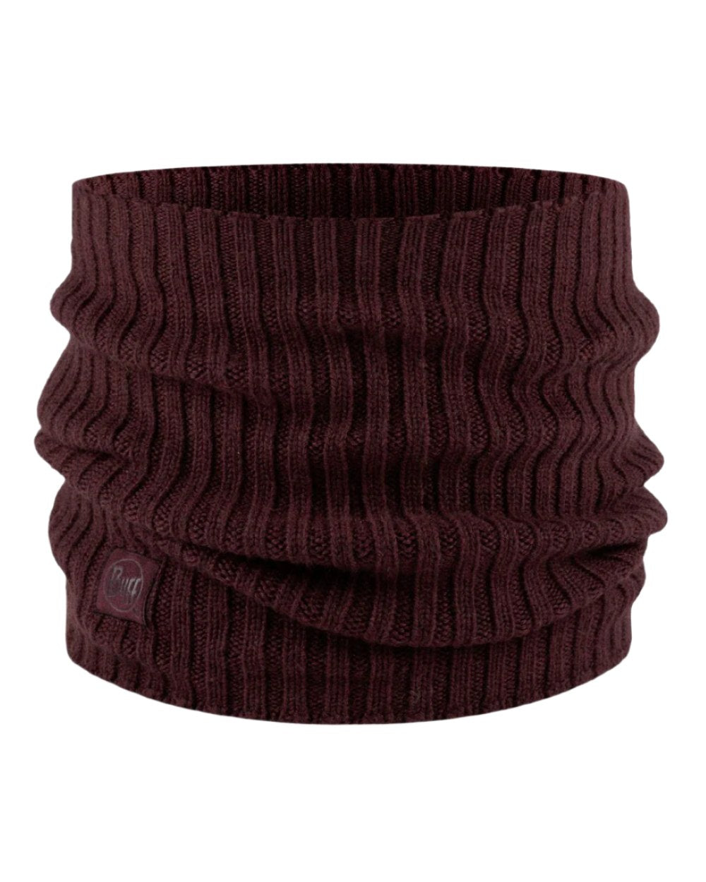 Maroon coloured Buff Norval Merino Wool Knitted Neck Warmer on white background #colour_maroon