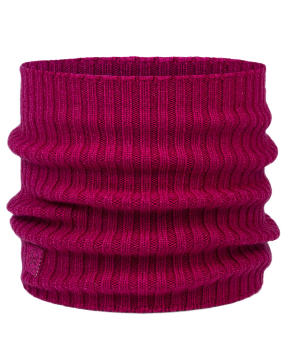 Orchid Coloured Buff Norval Merino Wool Knitted Neck Warmer on white background #colour_orchid