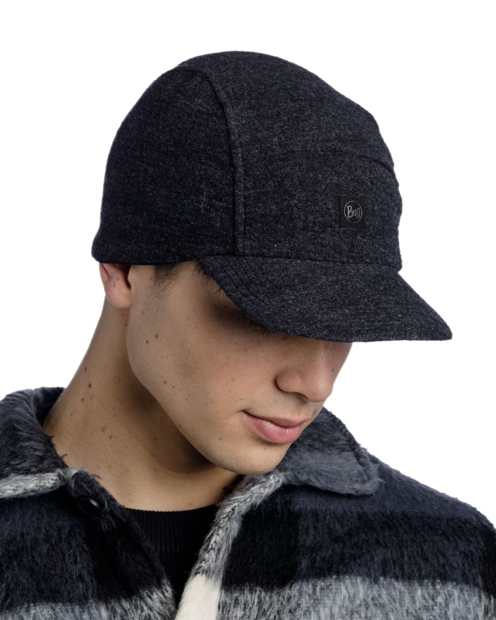 Black Coloured Buff Pack Merino Fleece Cap on white background #colour_black