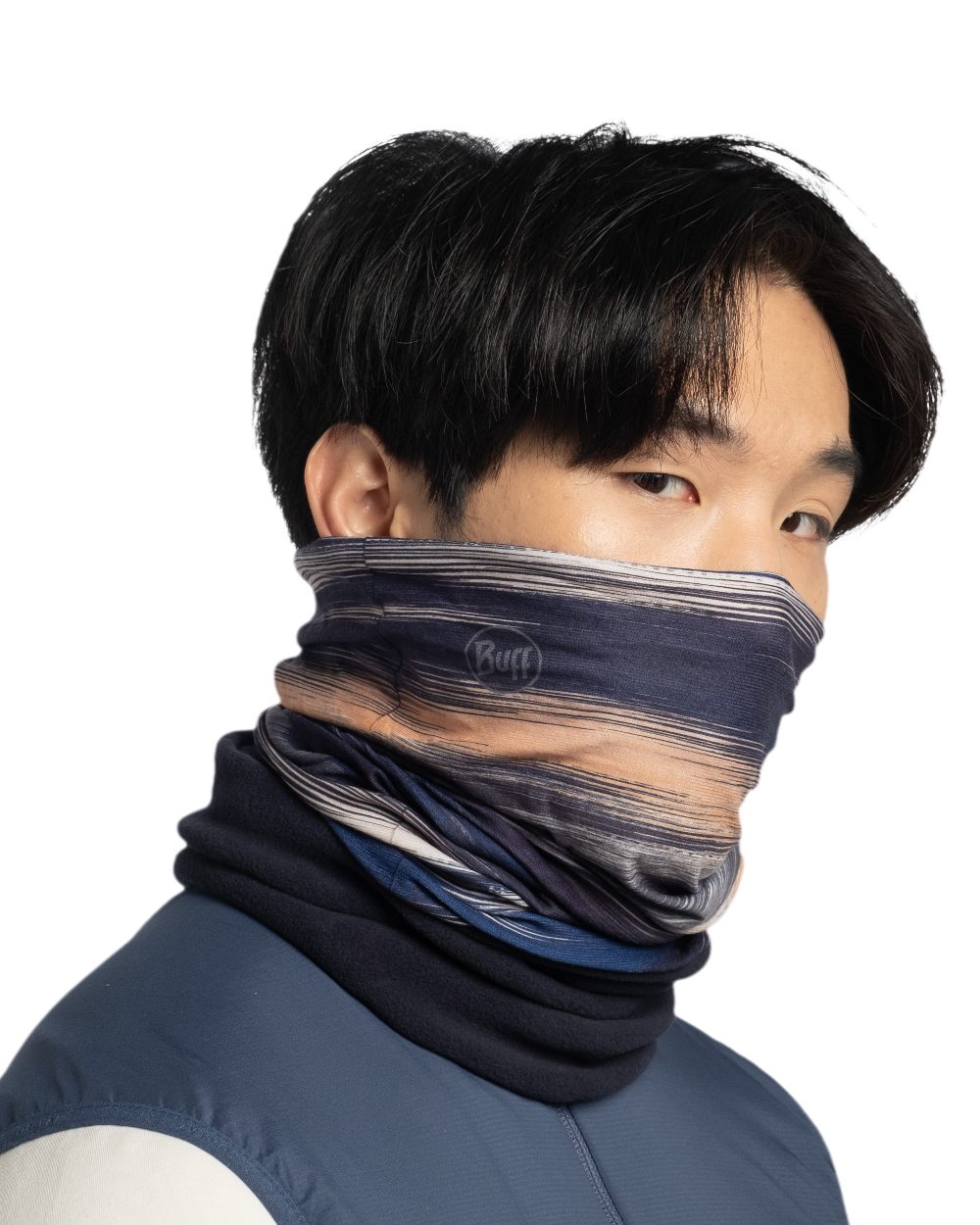 Navy Coloured Buff Polar Multifunctional Neckwear on white background #colour_navy