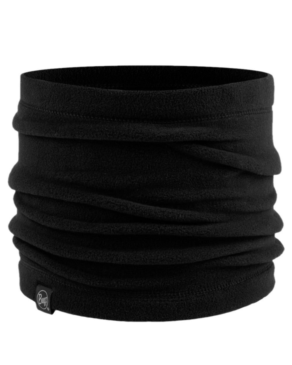Black Coloured Buff Polar Neck Warmer on white background #colour_black