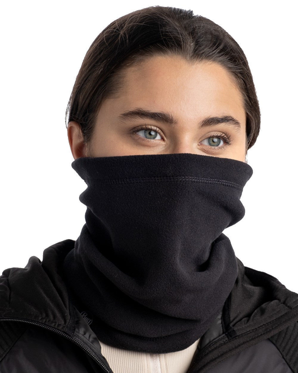 Black Coloured Buff Polar Neck Warmer on white background #colour_black