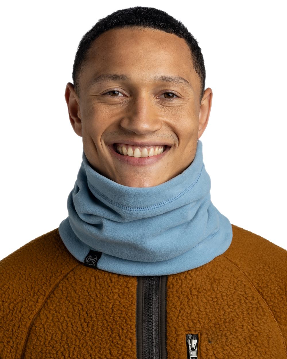 Lake Blue Coloured Buff Polar Neck Warmer on white background #colour_lake-blue