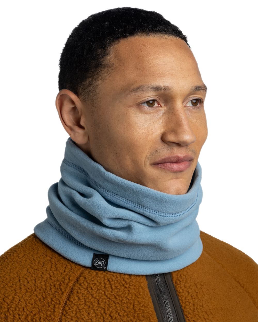 Lake Blue Coloured Buff Polar Neck Warmer on white background #colour_lake-blue