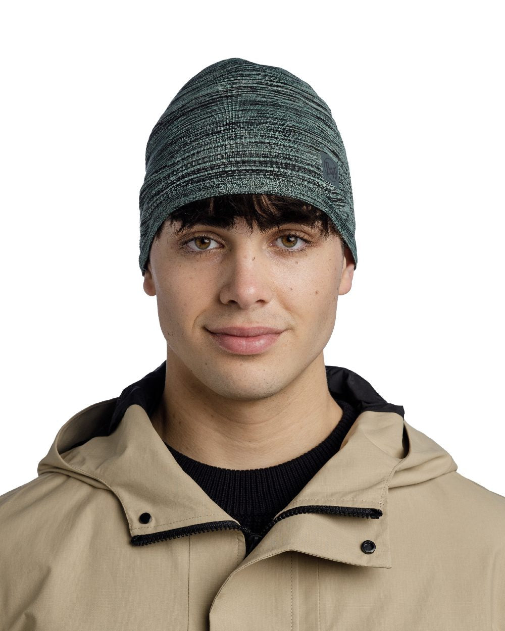 Jade Coloured Buff Reflective DryFlx Pro Beanie on white background #colour_jade