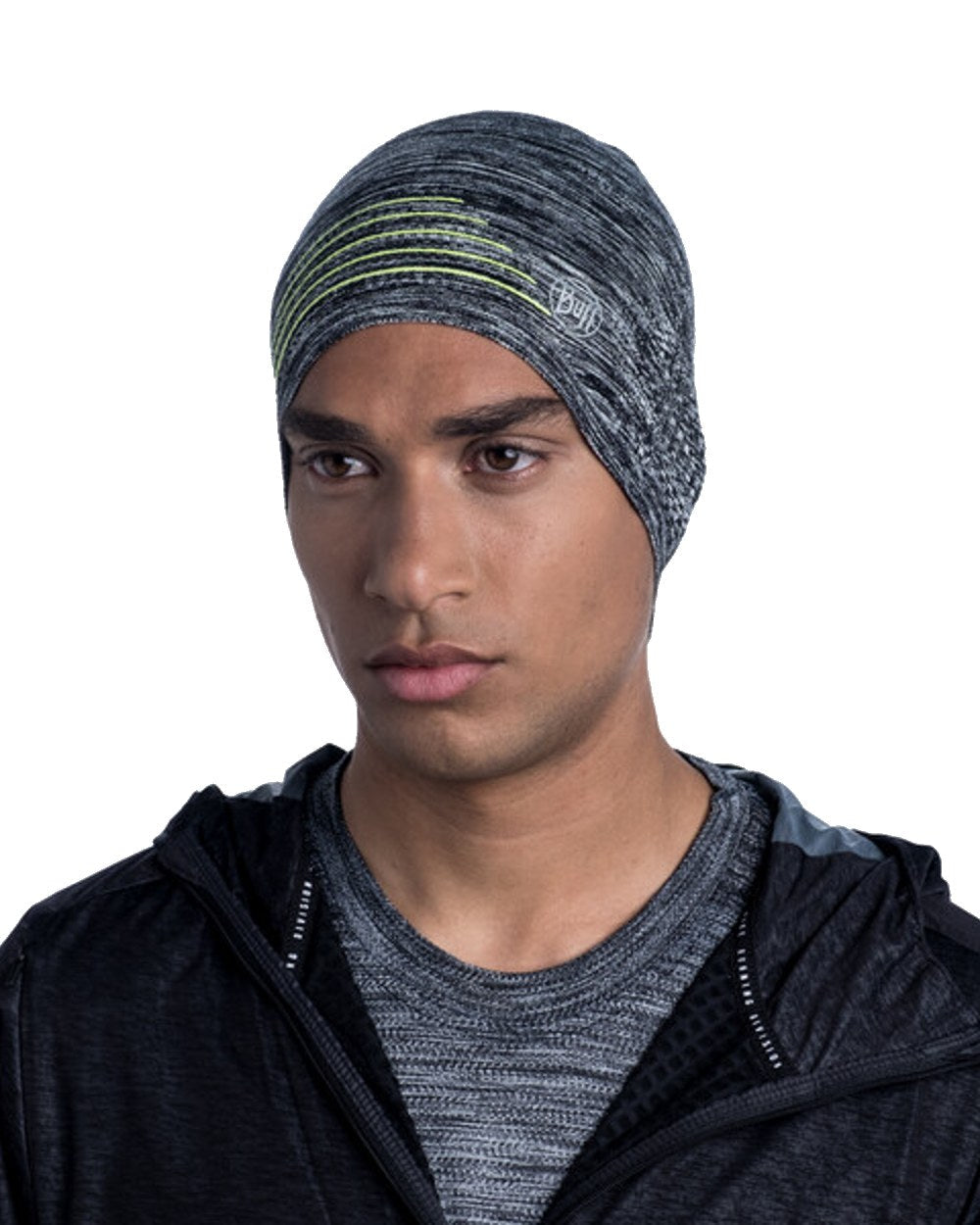 Light Grey Coloured Buff Reflective DryFlx Pro Beanie on white background #colour_light-grey