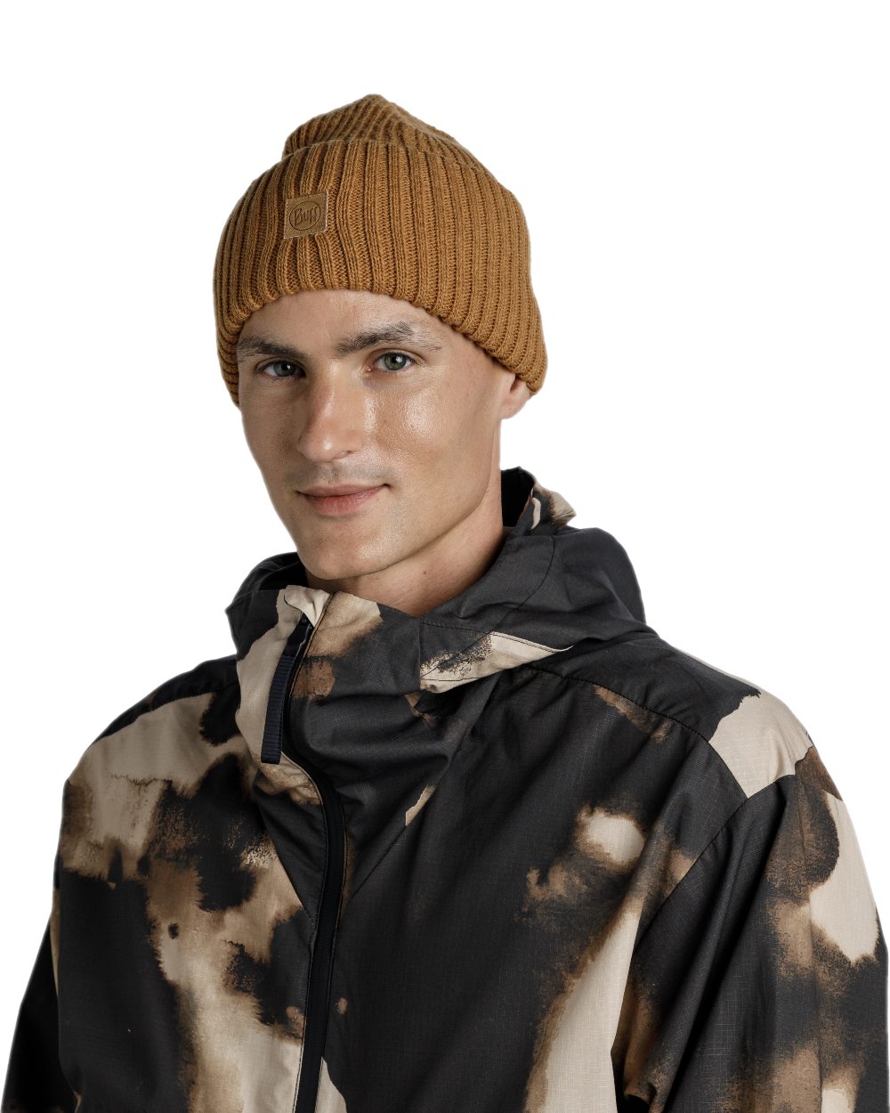 Copper Coloured Buff Rutger Knitted Beanie on white background #colour_copper