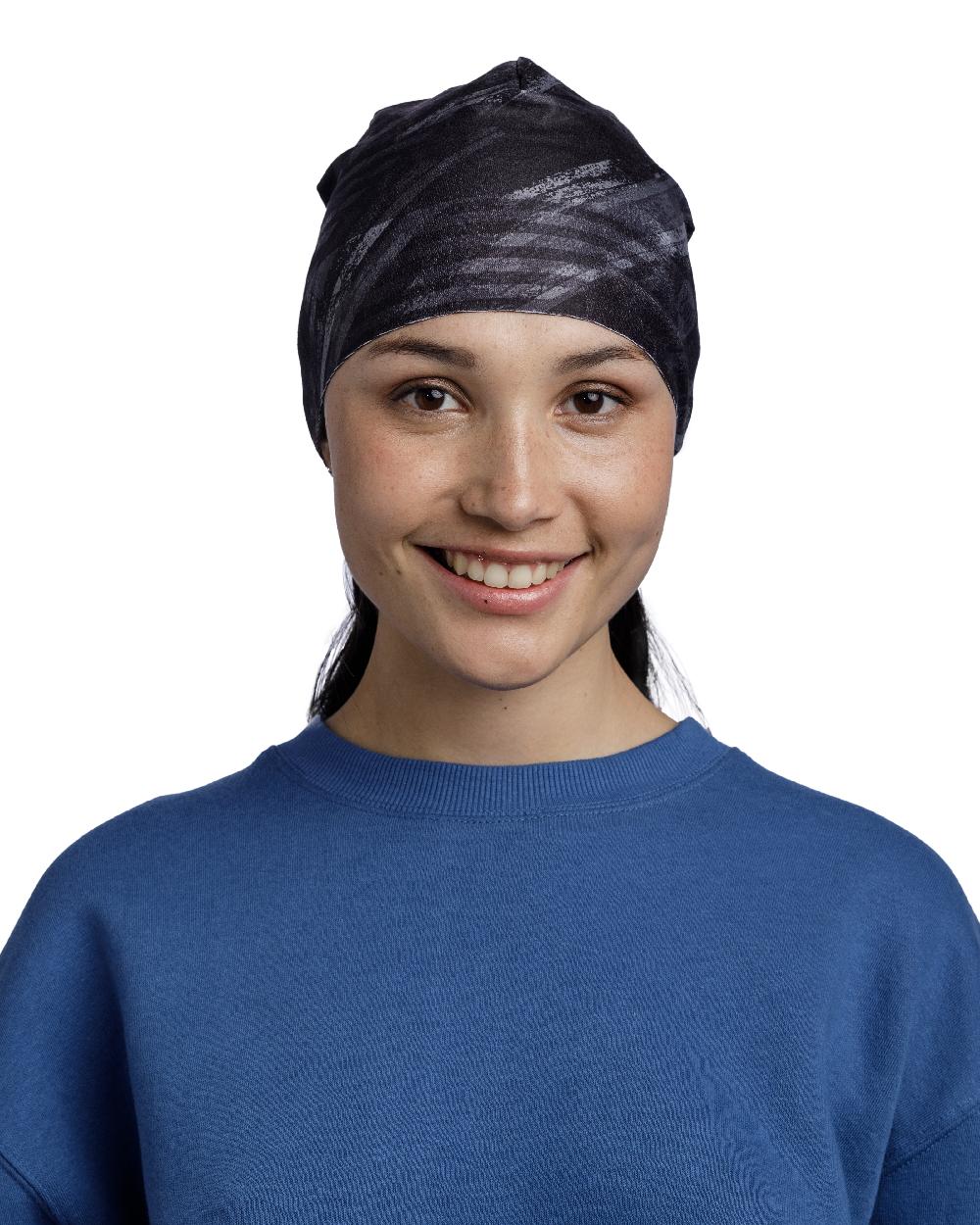 Bardeen Black Coloured Buff Thermonet Beanie on white background #colour_bardeen-black