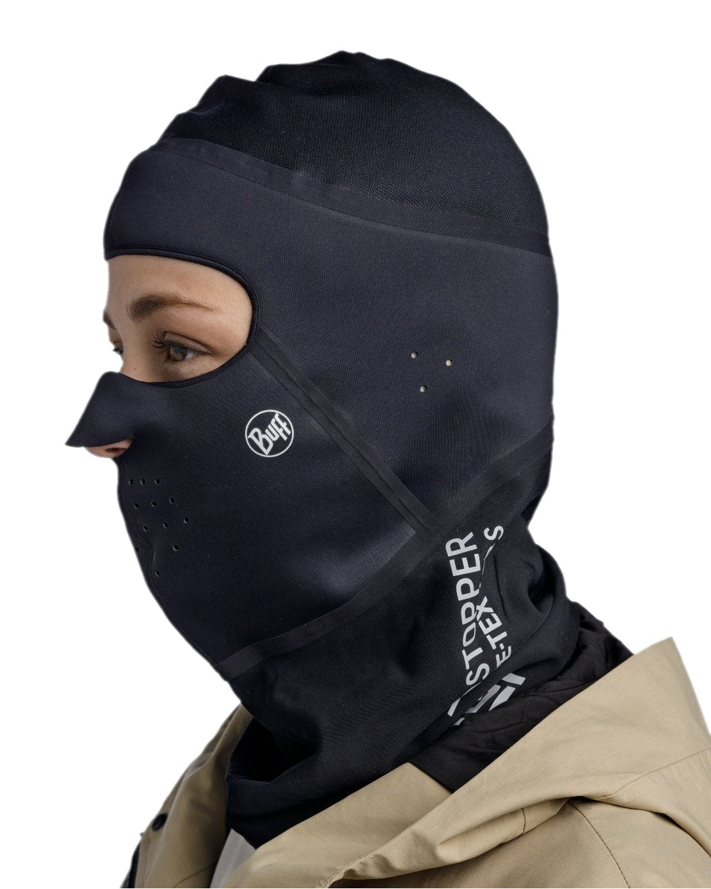 Black Coloured Buff Windproof Solid Balaclava on white background #colour_black