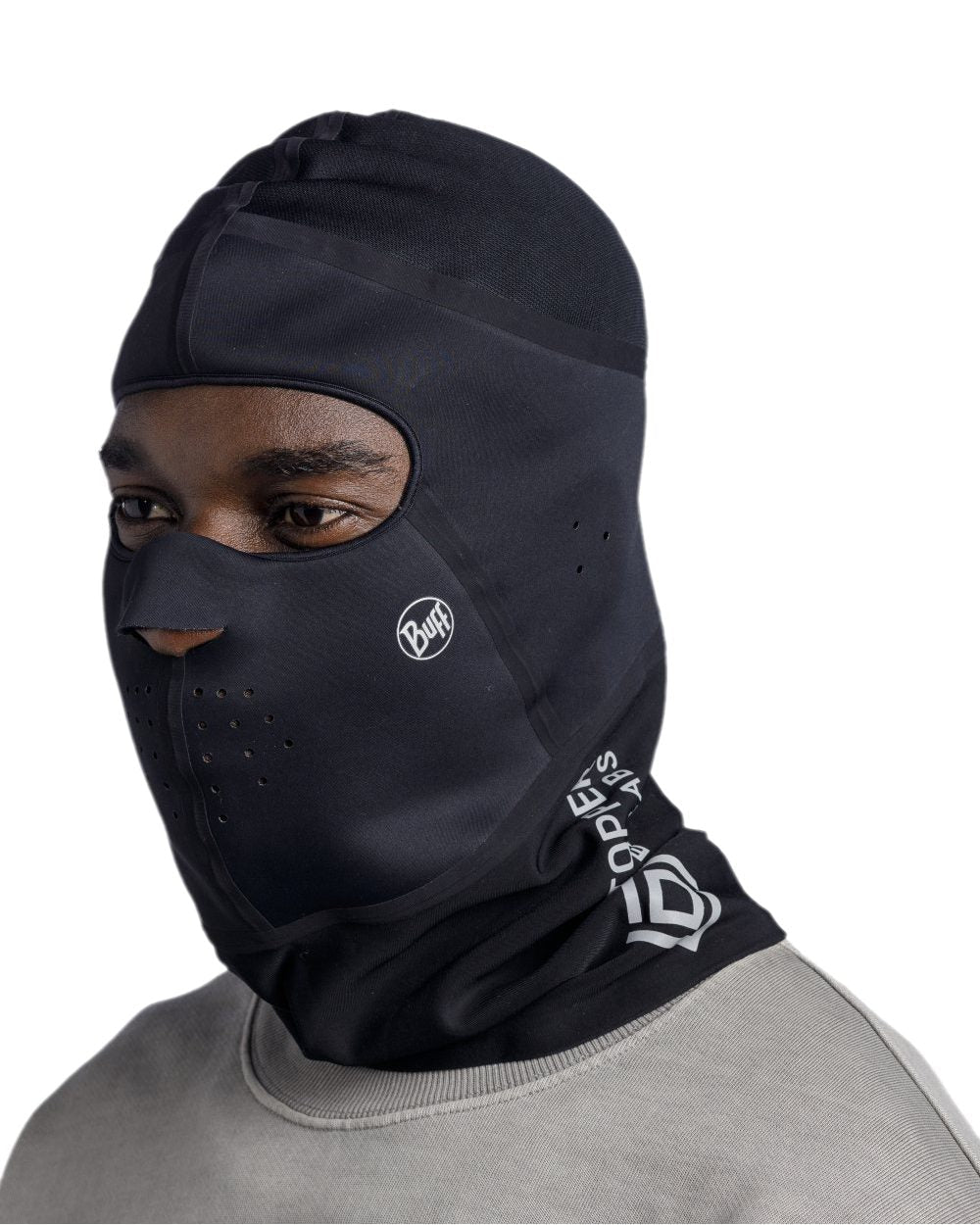 Black Coloured Buff Windproof Solid Balaclava on white background #colour_black