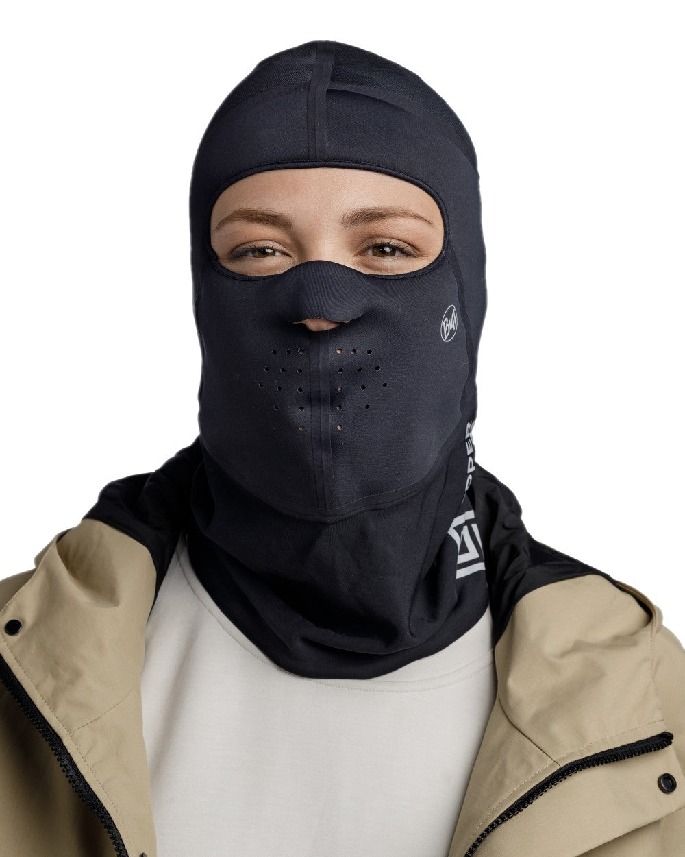 Black Coloured Buff Windproof Solid Balaclava on white background #colour_black