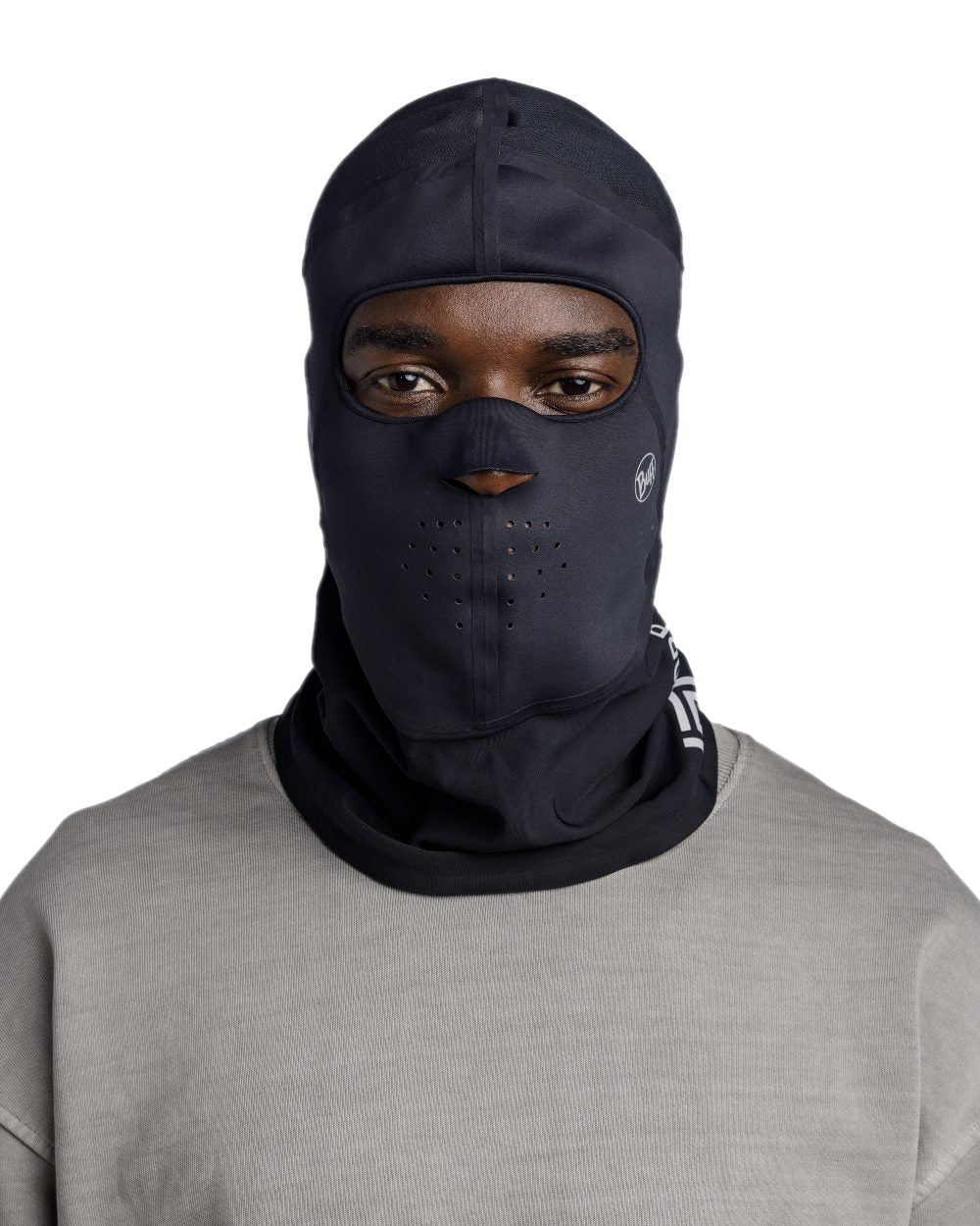 Black Coloured Buff Windproof Solid Balaclava on white background #colour_black