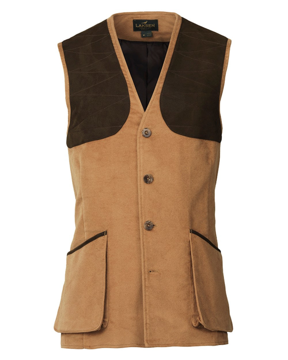 Camel Coloured Laksen Belgravia Leith Shooting Vest On A White Background #colour_camel