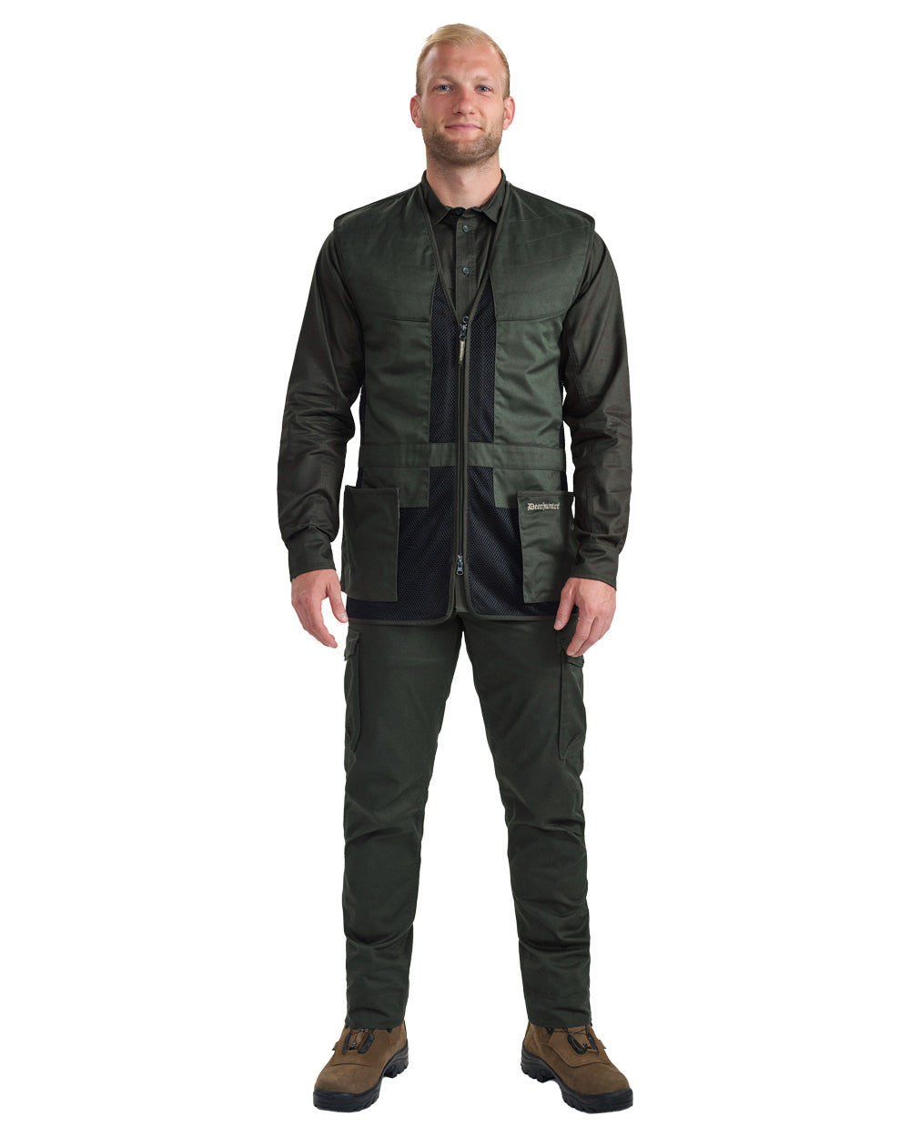 Timber coloured Deerhunter Atlas Mesh Shooting Waistcoat on White background #colour_timber