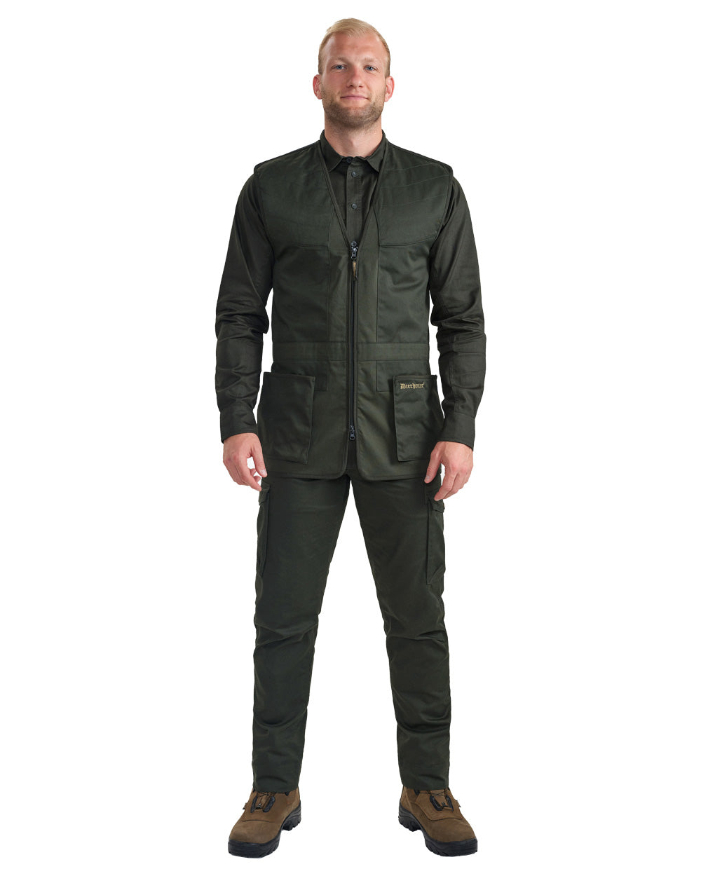 Timber coloured Deerhunter Atlas Shooting Waistcoat on White background #colour_timber