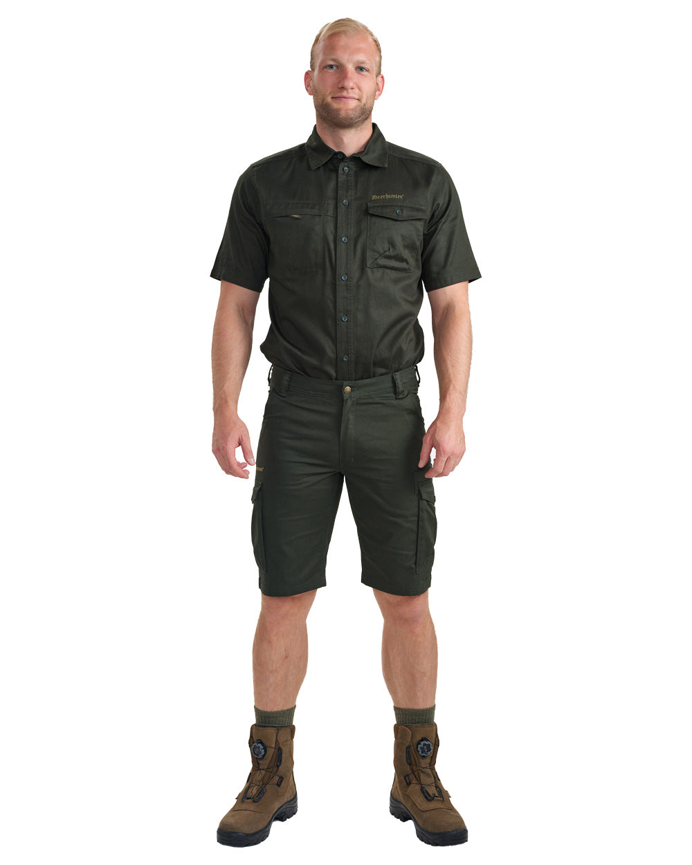 Timber coloured Deerhunter Atlas Shorts on White background #colour_timber