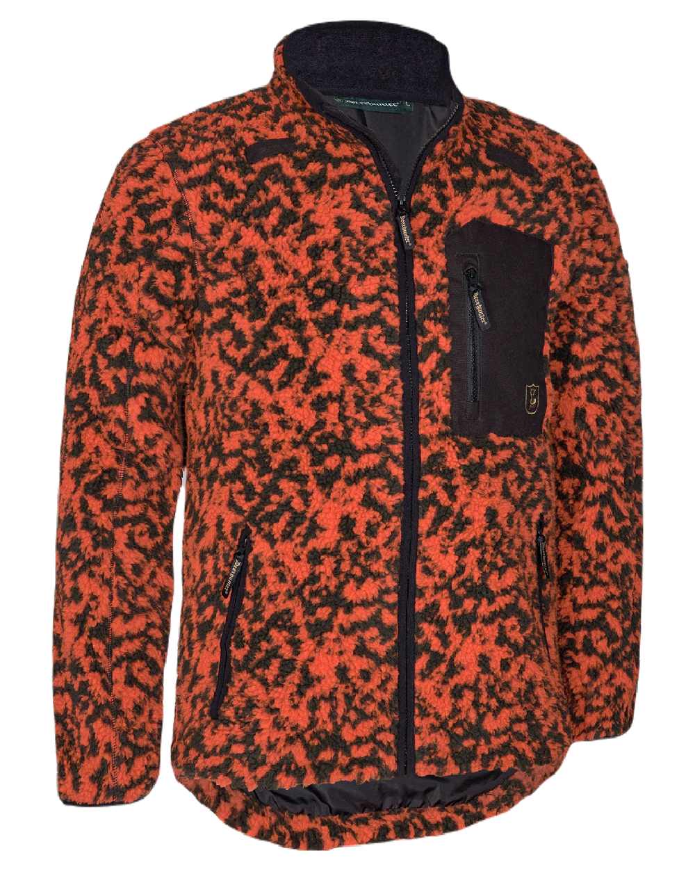 Orange Camou coloured Deerhunter Camou Fibre Pile Fleece Jacket on white background #colour_orange-camou
