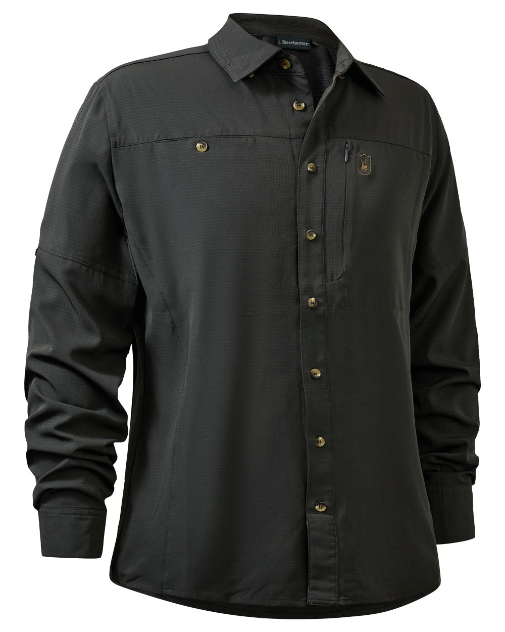 Forest Green coloured Deerhunter Canopy Shirt on white background #colour_forest-green