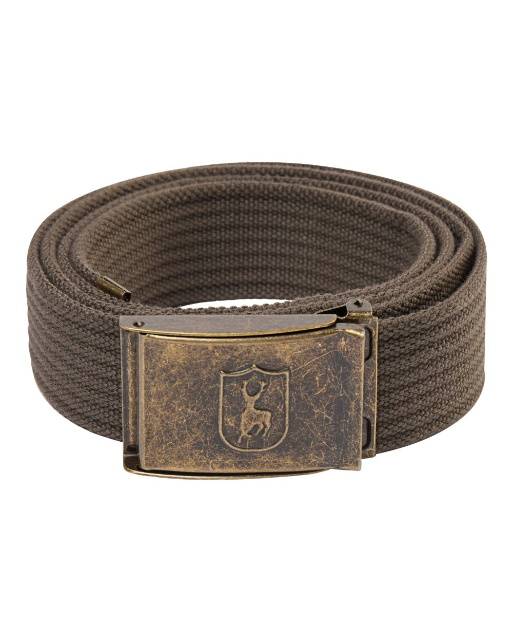 Bark coloured Deerhunter Canvas Deer Buckle Belt on white background #colour_bark