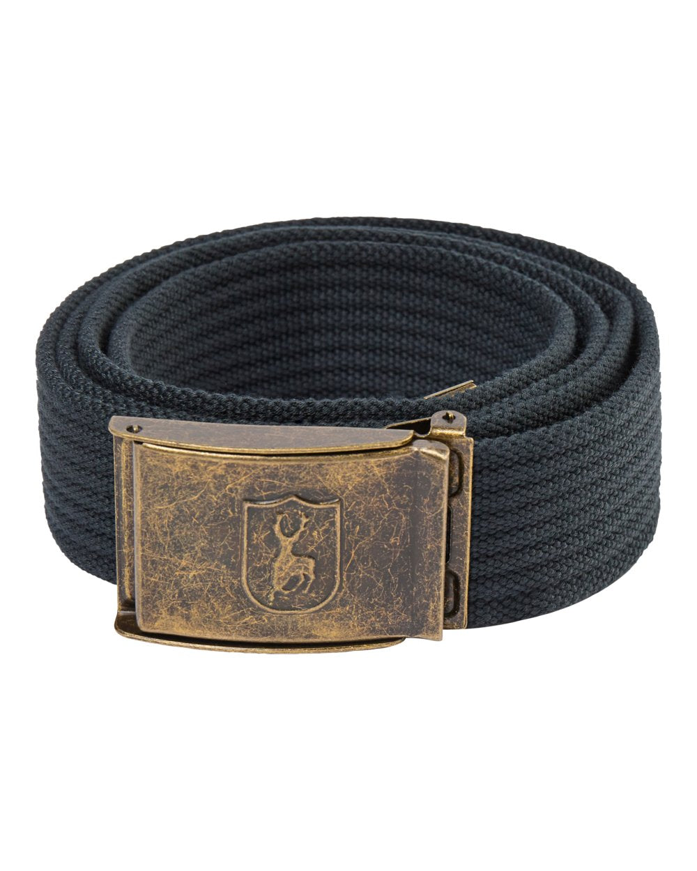 Dark Anthracite coloured Deerhunter Canvas Deer Buckle Belt on white background #colour_dark-anthracite