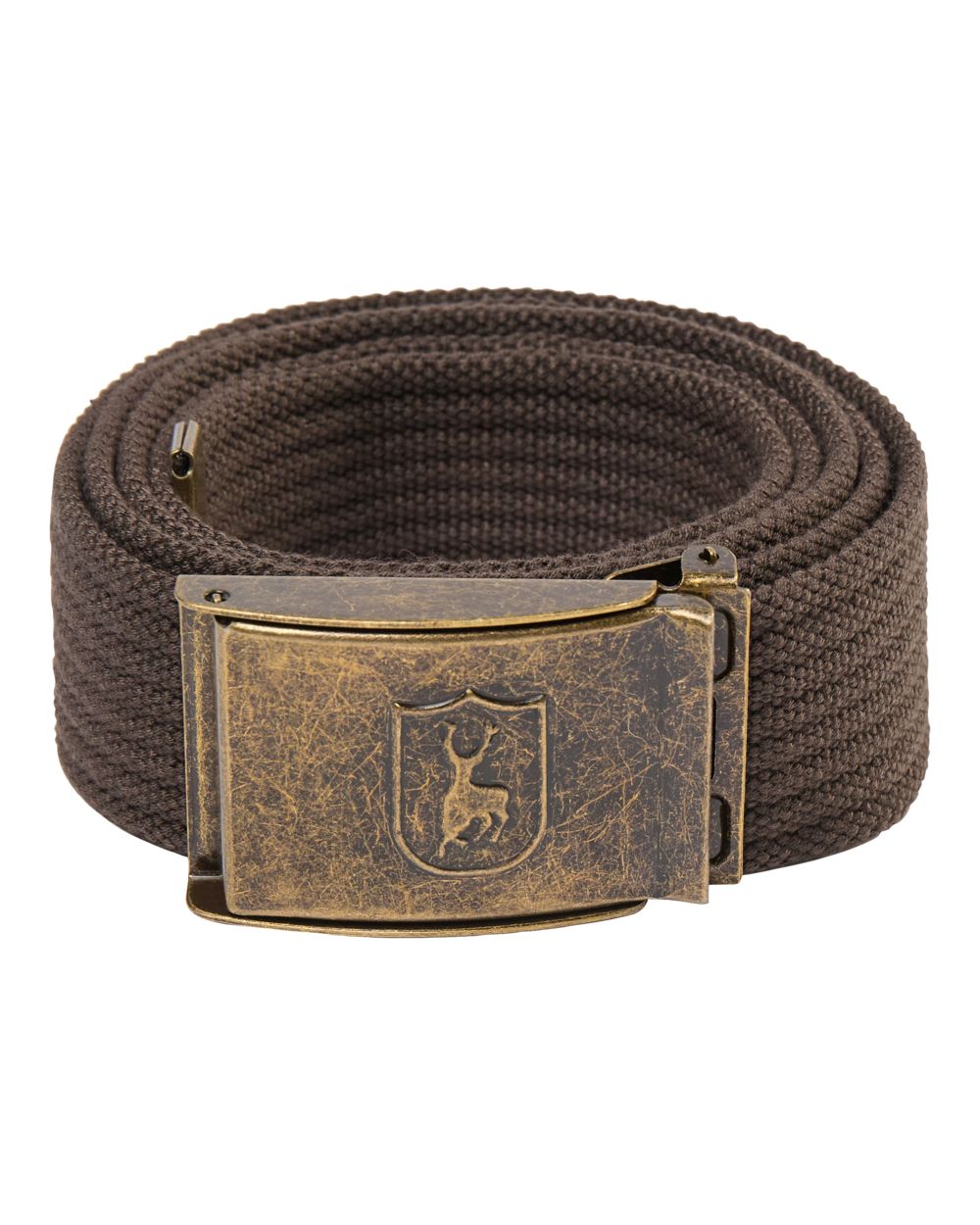 Otter Brown coloured Deerhunter Canvas Deer Buckle Belt on white background #colour_otter-brown