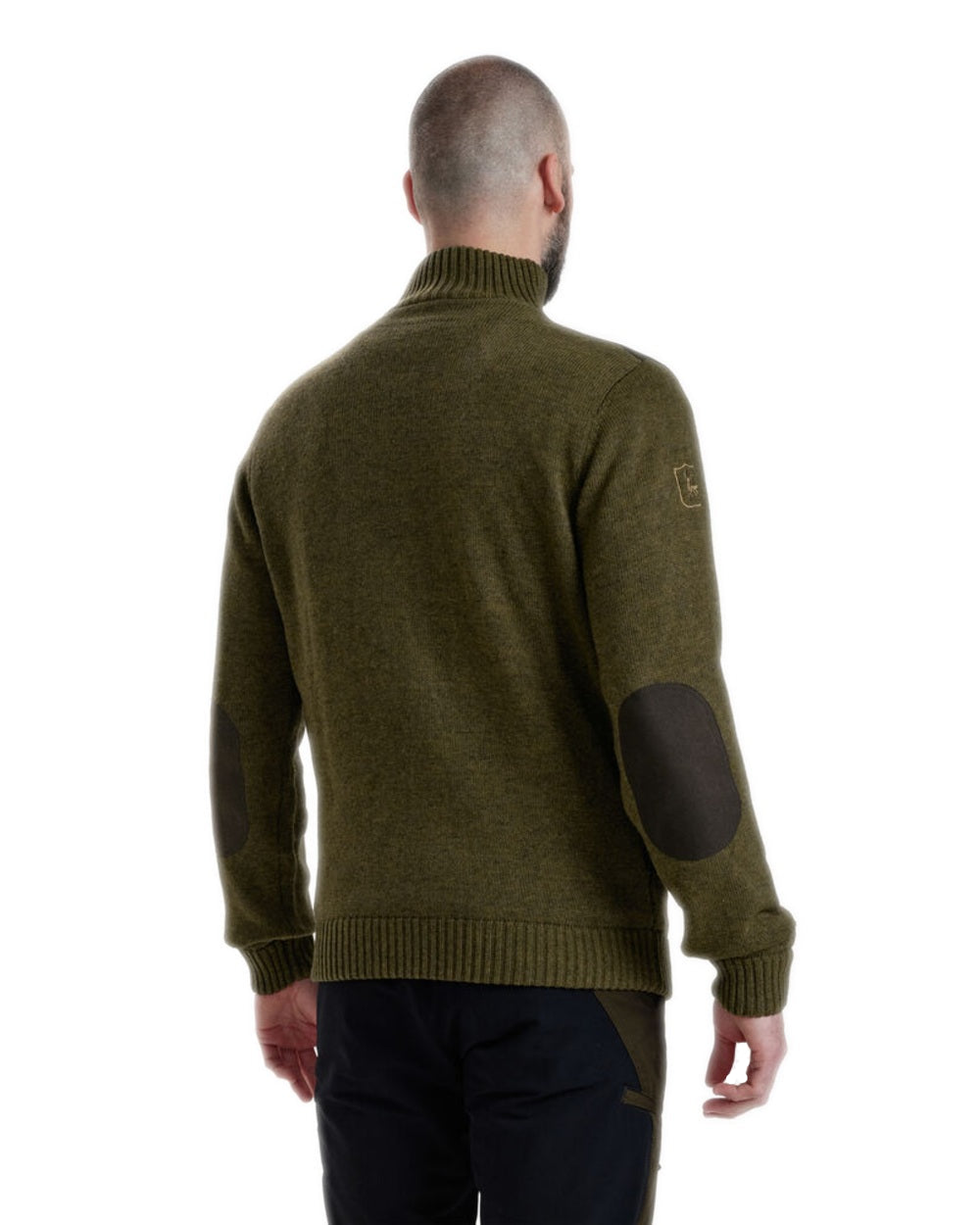 Cypress coloured Deerhunter Carlisle Knit Cardigan With Stormliner on white background #colour_cypress